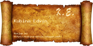 Kubina Edvin névjegykártya